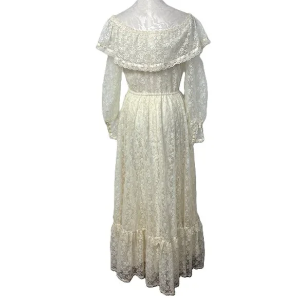 Gunne Sax by Jessica Romantic Cream Lace Peasant Dress VTG Size 7 -  coffeafoods.com